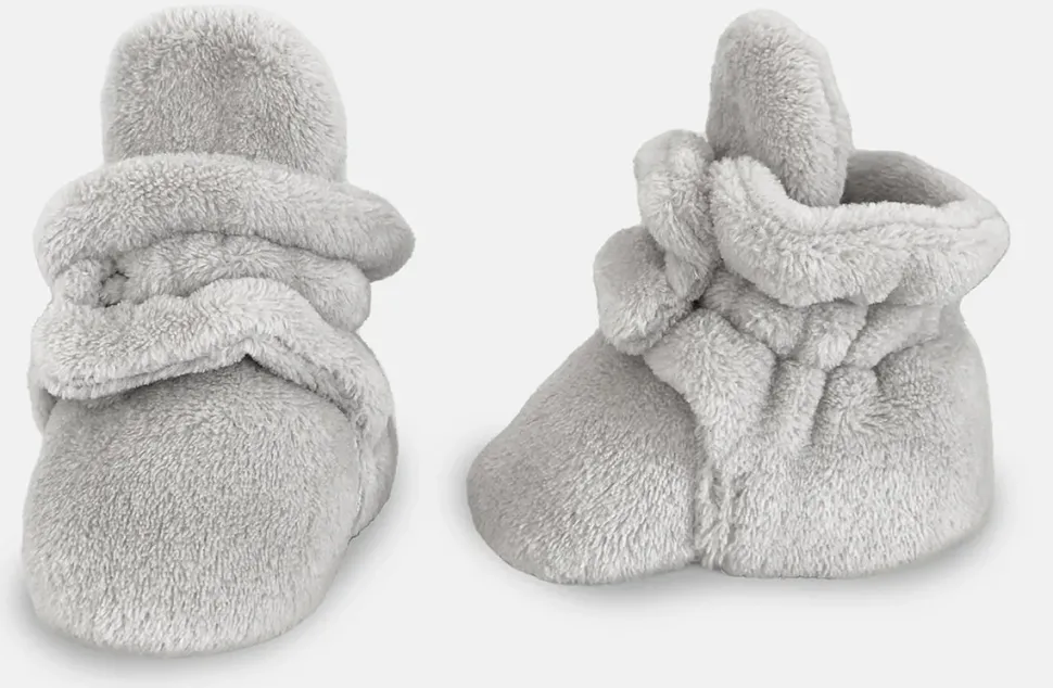 7 A.M. Enfant Baby Bootie Slippers - Plush - Pearl, 3-6M