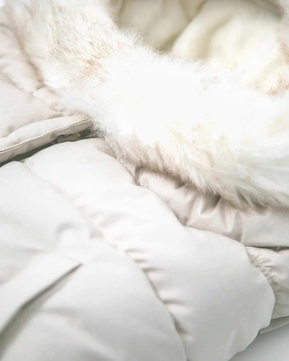 7 A.M. Enfant Blanket 212 Evolution Tundra Footmuff - Heather Beige / White Faux Fur