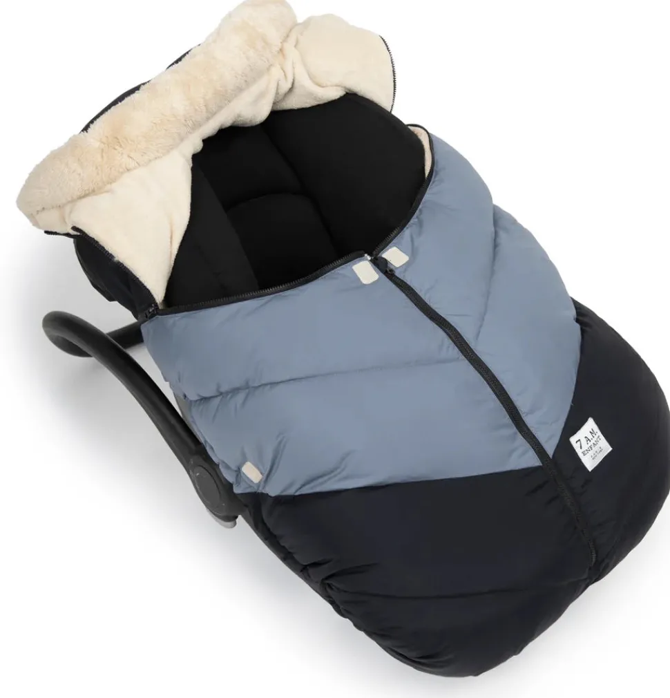 7 A.M. Enfant Cocoon Car Seat Cover - Black / Ash Blue