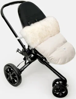 7 A.M. Enfant Plushpod Footmuff - Tundra Heather Beige / White Faux Fur (0-18m)