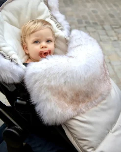 7 A.M. Enfant Plushpod Footmuff - Tundra Heather Beige / White Faux Fur (0-18m)