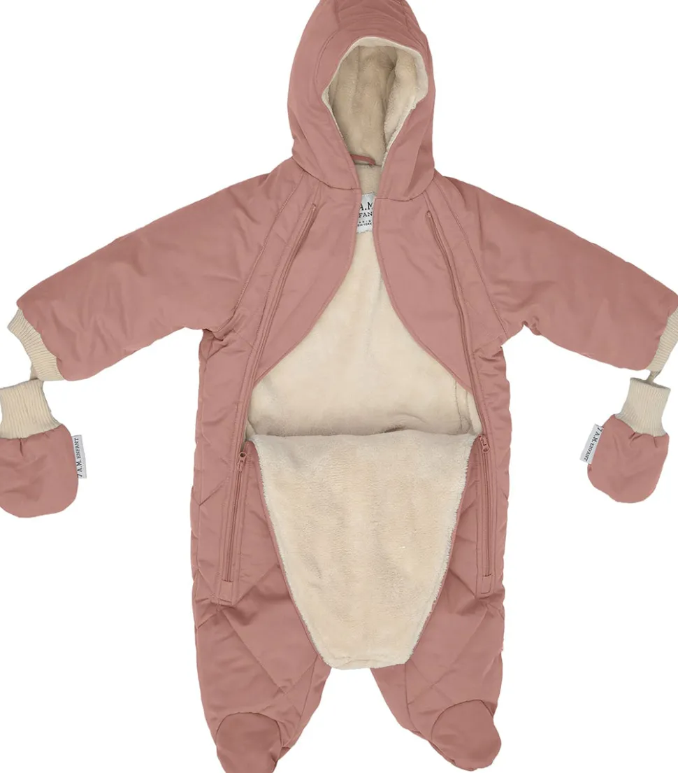 7 A.M. Enfant Snowsuit Bebe - Benji - Rose Dawn Quilted (6-12m)