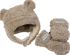 7 A.M. Enfant The Cub Mitten & Hat Set - Teddy - Oatmeal Teddy (12-24m)