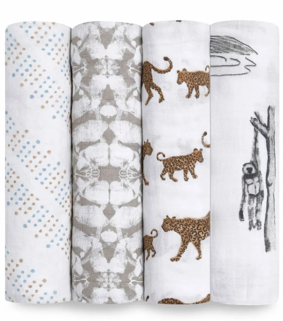 Aden + Anais Classic Swaddle Wraps, 4 Pack - Hear Me Roar