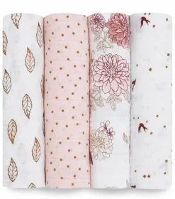 Aden + Anais Classic Swaddle Wraps, 4 Pack - Dahlias