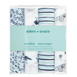 Aden + Anais Essentials Swaddle Wraps, 4 pack - Seashore