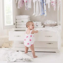 Aden + Anais Romper - Shocking Pink Star (6-9 Months)