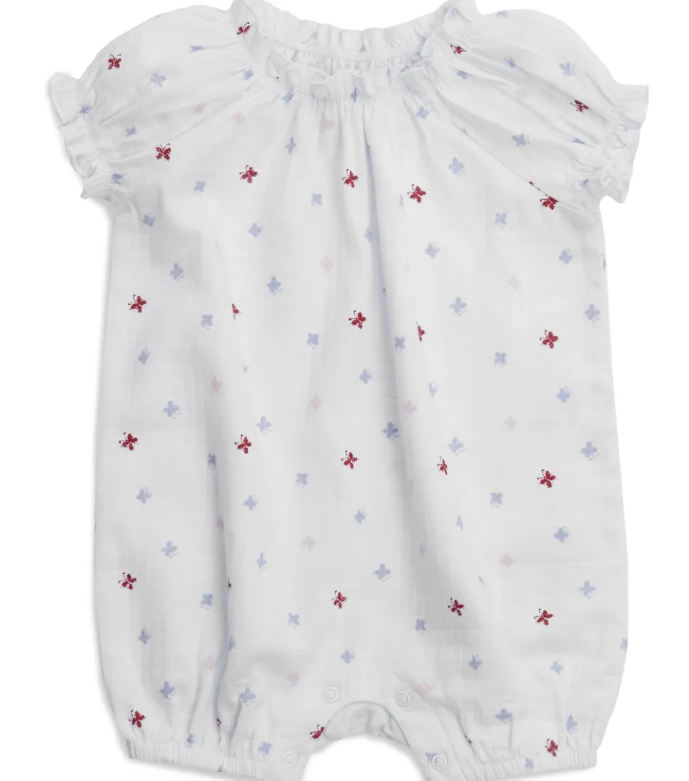 Aden + Anais Short Sleeve Gathered Romper - Butterfly (0-3 Months)