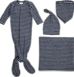 Aden + Anais Snuggle Knit Newborn Gift Set - Navy Stripe