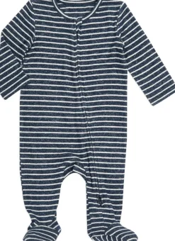 Aden + Anais Snuggle Knit Footie - Navy Stripe (0-3 Months)