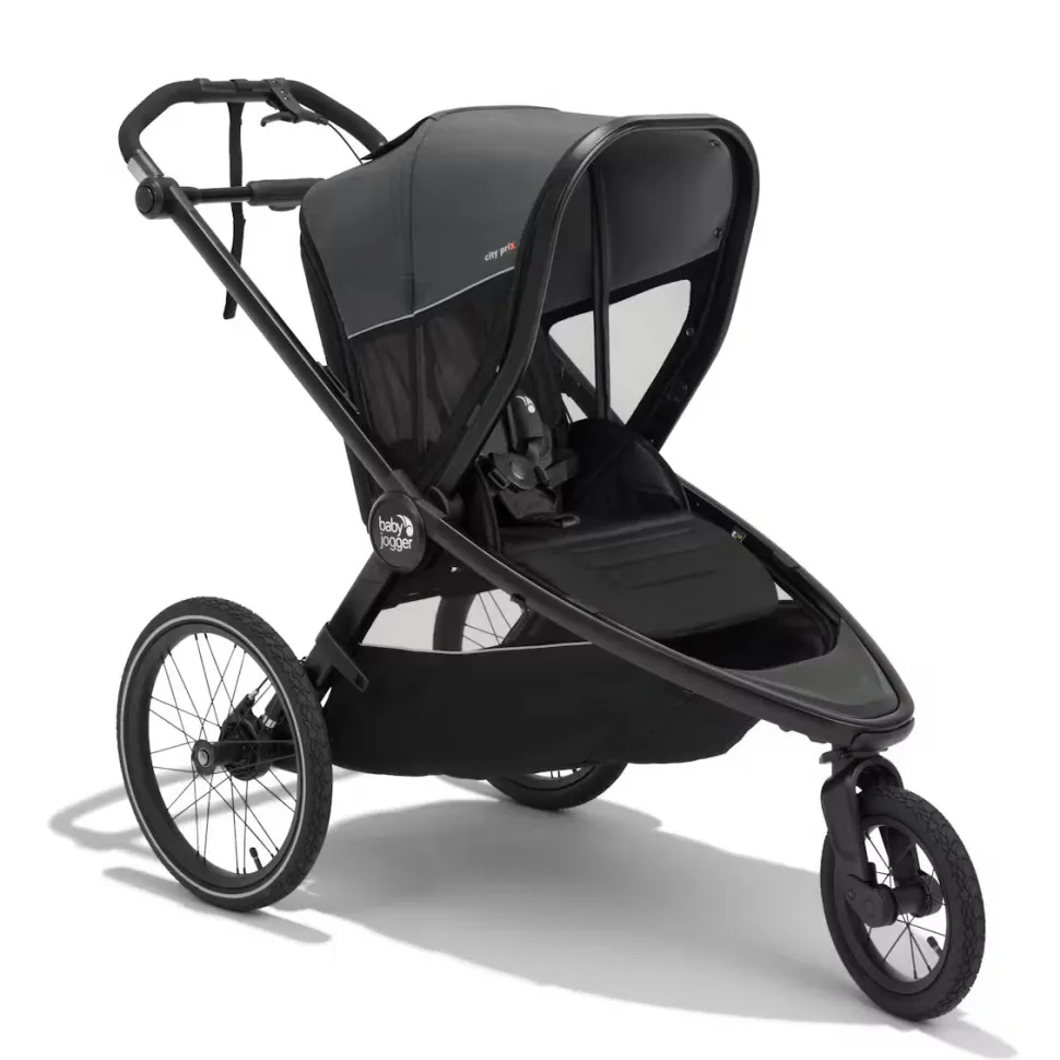 Baby Jogger City Prix Jogger + Bike Trailer + Weather Shield Bundle - Ambition Black