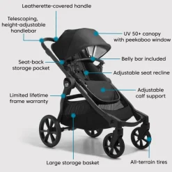 Baby Jogger City Select 2 Single-to-Double Stroller - Eco Collection - Frosted Ivory