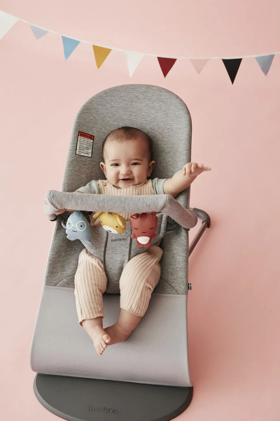 BabyBjorn Bouncer + Toy Bundle - Bliss (3D Jersey) Light Grey