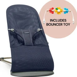 BabyBjorn Bouncer + Toy Bundle - Bliss (Mesh) Navy Blue