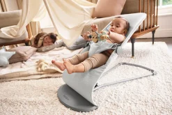 BabyBjorn Bouncer Bliss, Dark Gray Frame Woven Melange, Light Gray