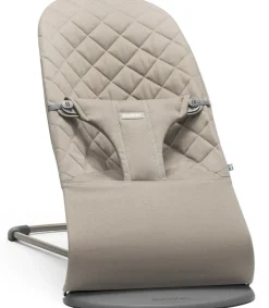 BabyBjorn Bouncer Bliss, Dark Gray Frame Classic Quilt Cotton Sand Gray