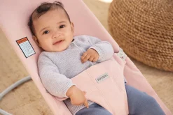 BabyBjorn Bouncer Bliss, Light Gray Frame Woven Melange, Light Pink