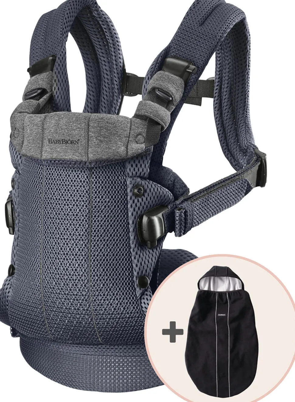 BabyBjörn Baby Carrier Harmony, 3D Mesh + Cover Bundle - Anthracite / Black