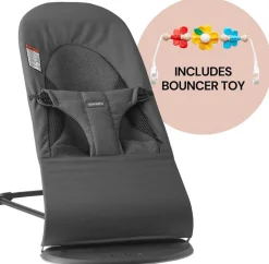 BabyBjörn Bouncer + Toy Bundle - Balance Soft (Tri-Fabric) Dark Gray / Flying Friends