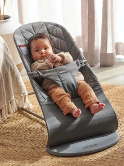 BabyBjörn Bouncer Bliss, Dark Gray Frame Petal Quilt Cotton Anthracite