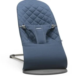 BabyBjörn Bouncer Bliss, Dark Gray Frame Classic Quilt Cotton Midnight Blue