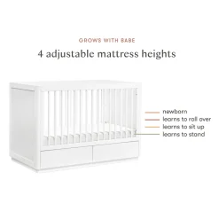 Babyletto Bento 3-in-1 Convertible Storage Crib w/ Toddler Bed Conversion Kit - White