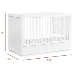 Babyletto Bento 3-in-1 Convertible Storage Crib w/ Toddler Bed Conversion Kit - White