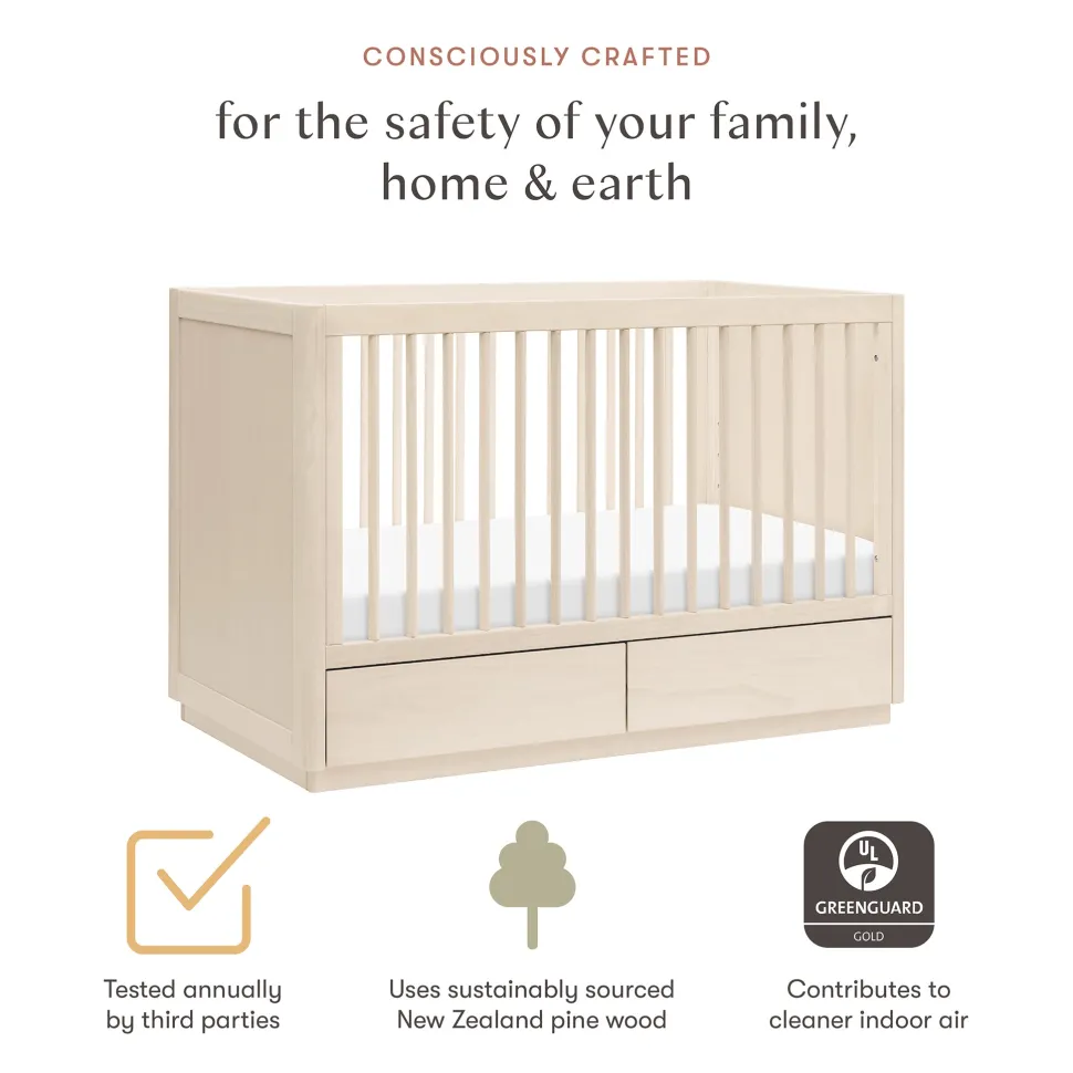 Babyletto Bento 3-in-1 Convertible Storage Crib w/Toddler Bed Conversion Kit - Washed Natural