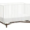 Babyletto Bixby Metal Crib with Toddler Bed Conversion Kit - Warm White / Walnut Stain