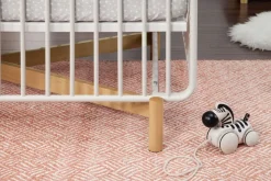 Babyletto Bixby Metal Crib with Toddler Bed Conversion Kit - Warm White / Walnut Stain
