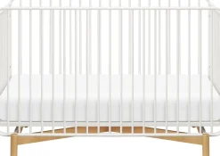 Babyletto Bixby Metal Crib with Toddler Bed Conversion Kit - Warm White / Natural Beech
