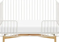 Babyletto Bixby Metal Crib with Toddler Bed Conversion Kit - Warm White / Natural Beech