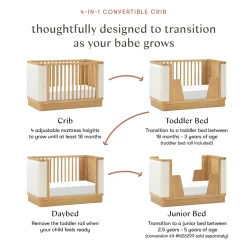 Babyletto Bondi Boucle 4-in-1 Convertible Crib w/ Toddler Bed Conversion Kit - Honey / Ivory Boucle