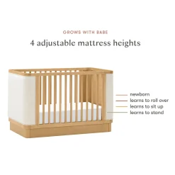Babyletto Bondi Boucle 4-in-1 Convertible Crib w/ Toddler Bed Conversion Kit - Honey / Ivory Boucle