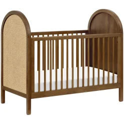 Babyletto Bondi Cane 3-in-1 Convertible Crib w/ Toddler Bed Conversion Kit - Natural Walnut / Natural Cane