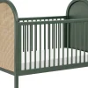 Babyletto Bondi Cane 3-in-1 Convertible Crib w/ Toddler Bed Conversion Kit - Forest Green / Natural Cane