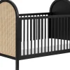 Babyletto Bondi Cane 3-in-1 Convertible Crib w/ Toddler Bed Conversion Kit - Black / Natural Cane