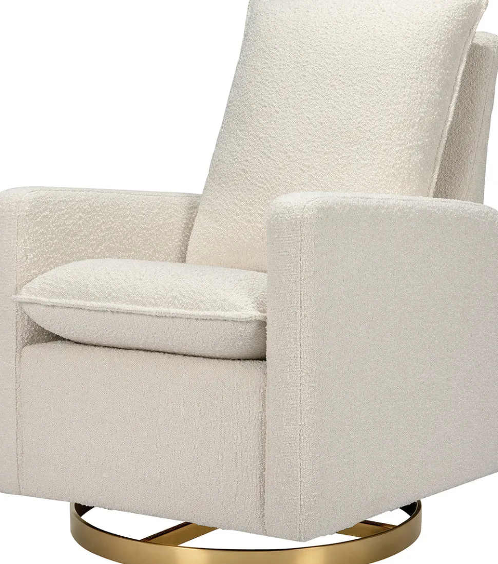 Babyletto Cali Pillowback Swivel Glider - Ivory Boucle w/ Gold Base