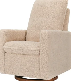 Babyletto Cali Pillowback Swivel Glider - Chai Shearling w/Dark Wood Base