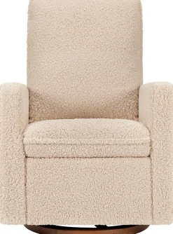 Babyletto Cali Pillowback Swivel Glider - Chai Shearling w/Dark Wood Base