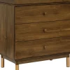Babyletto Gelato 3-Drawer Changer Dresser + Removable Changing Tray - Natural Walnut & Gold Feet