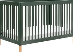 Babyletto Gelato 4-in-1 Convertible Crib w/Toddler Bed Conversion Kit - Forest Green w/Vegan Blonde Leather Feet