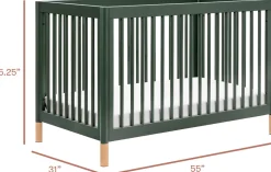 Babyletto Gelato 4-in-1 Convertible Crib w/Toddler Bed Conversion Kit - Forest Green w/Vegan Blonde Leather Feet