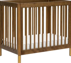 Babyletto Gelato 4-in-1 Convertible Mini Crib - Natural Walnut & Gold Feet