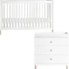 Babyletto Gelato 4-in-1 Convertible Crib + 3-Drawer Changer Dresser Bundle - White / Washed Natural