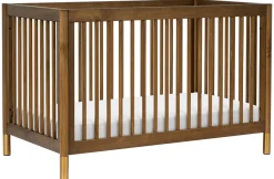 Babyletto Gelato 4-in-1 Convertible Crib w/Toddler Bed Conversion Kit - Natural Walnut & Gold Feet