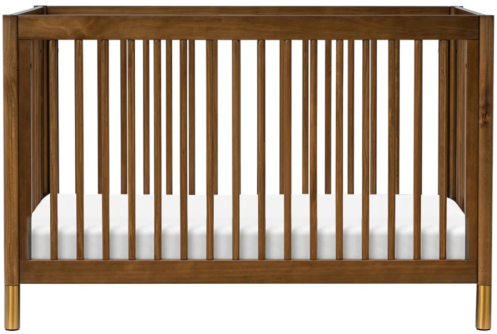 Babyletto Gelato 4-in-1 Convertible Crib w/Toddler Bed Conversion Kit - Natural Walnut & Gold Feet