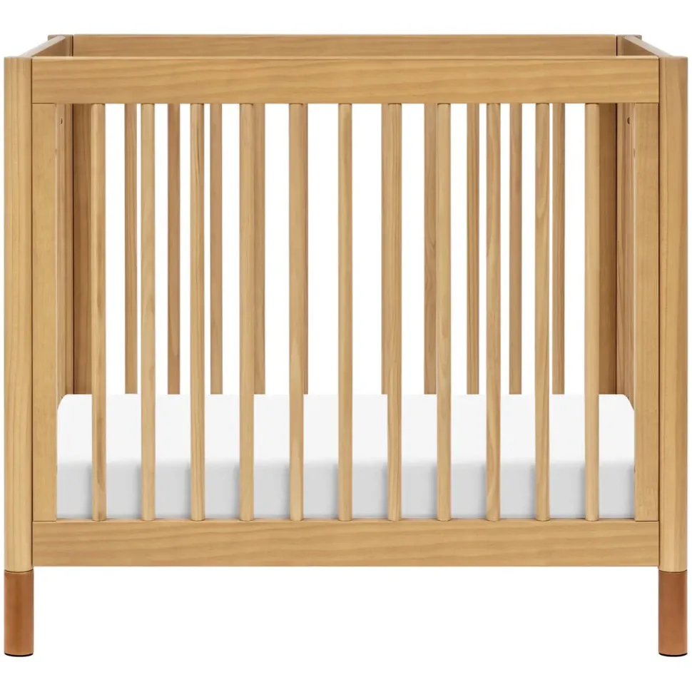 Babyletto Gelato 4-in-1 Convertible Mini Crib - Honey w/ Vegan Tan Leather
