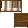 Babyletto Gelato 4-in-1 Convertible Crib + 3-Drawer Changer Dresser Bundle - Natural Walnut & Gold Feet