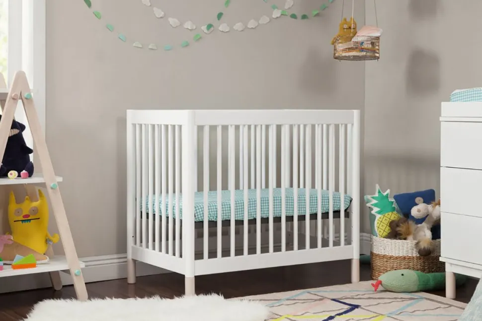 BabyLetto Gelato 2-in-1 Mini Crib - White/Natural
